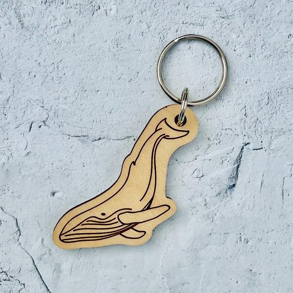 Humpback Whale Wood Keychain
