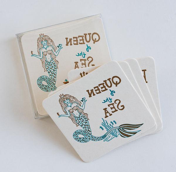 Queen of the Sea Letterpress Coasters