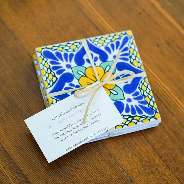 Laila Yellow Ceramic Tile Coasters Coasters & Trivets - Coasters & Trivets, The Santa Barbara Company - 1